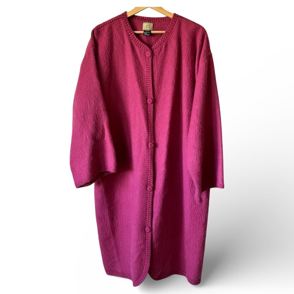 Mon Repos Alpaca Cardigan Sweater Duster XL Button Front Oversized Cozy Mauve